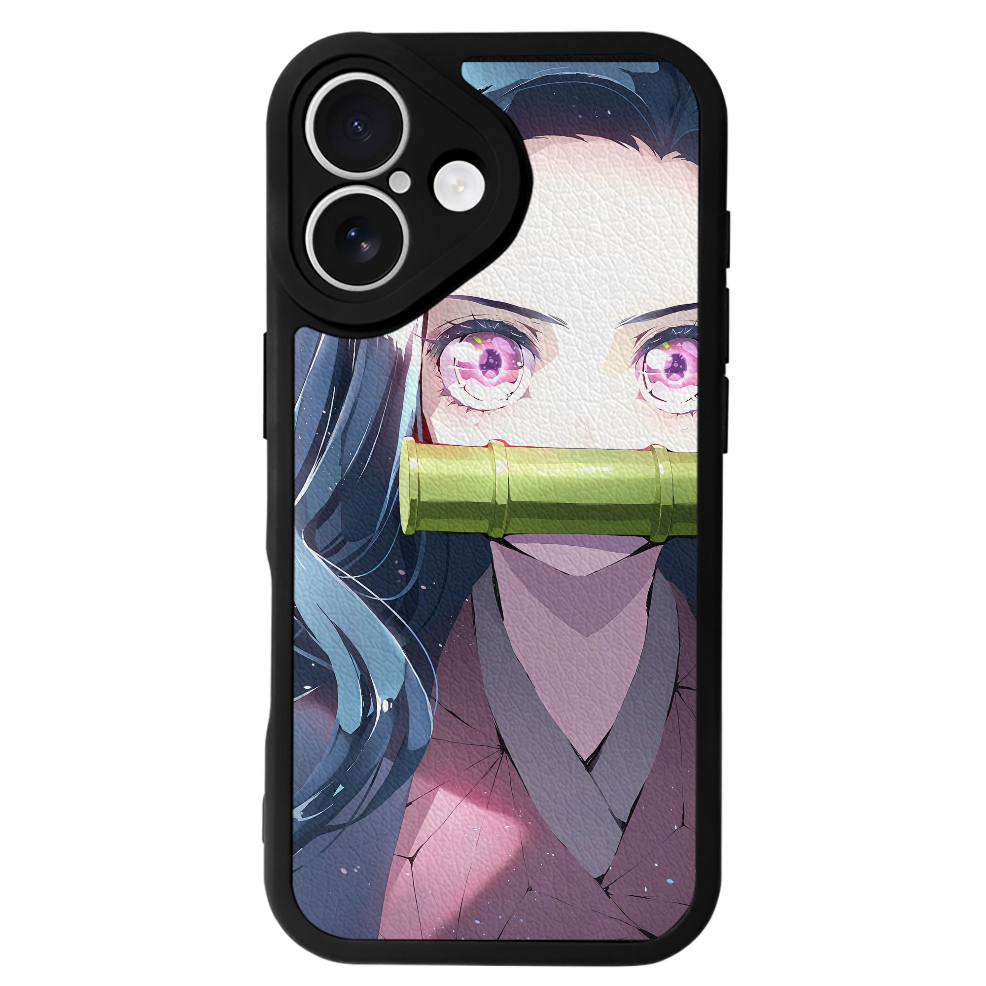 （画像用） 鬼滅の刃（きめつのやいば）竈門 禰󠄀豆子／かまど ねずこ Kamado Nezuko 【iPhone 16シリーズ対応】シリコンスマホケース（レザー調） 材質：シリコン